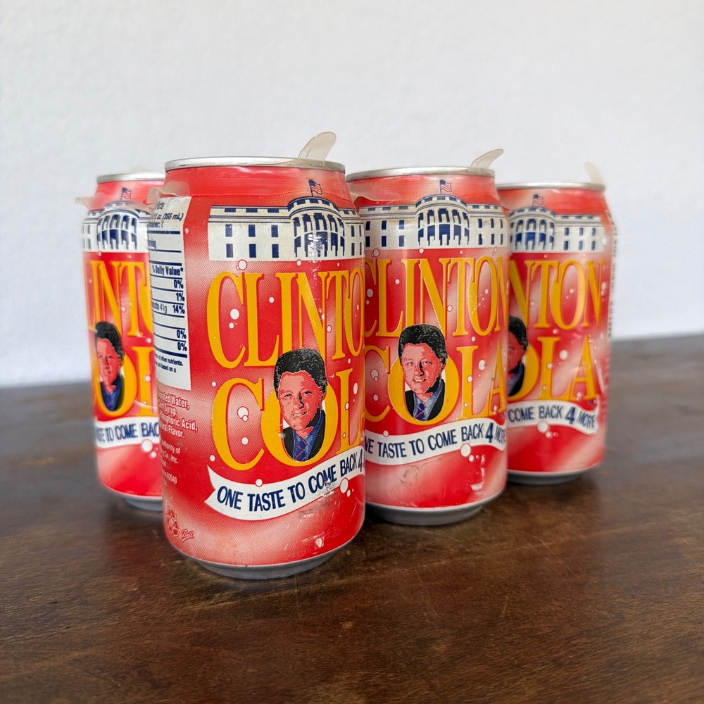 Vintage 1996 Clinton Cola Sealed 6 Pack Political Soda Cans Unopened Rare